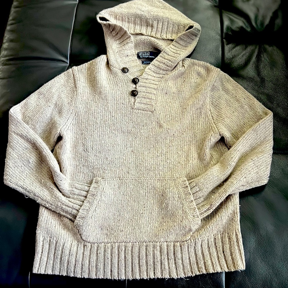🏇🏽Ralph Lauren 40% ACRYLIC 35% WOOL 25% ALPACA PULLOVER KNITTED HOODIE💯
